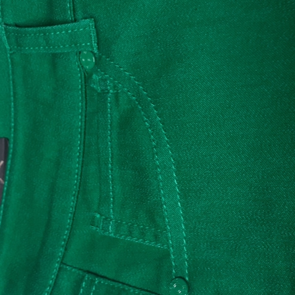 Reve Jeans LSC101 Kelly Green Skinny Ankle Cut Low Rise Size 9 Capris Rolled Hem - Picture 12 of 16